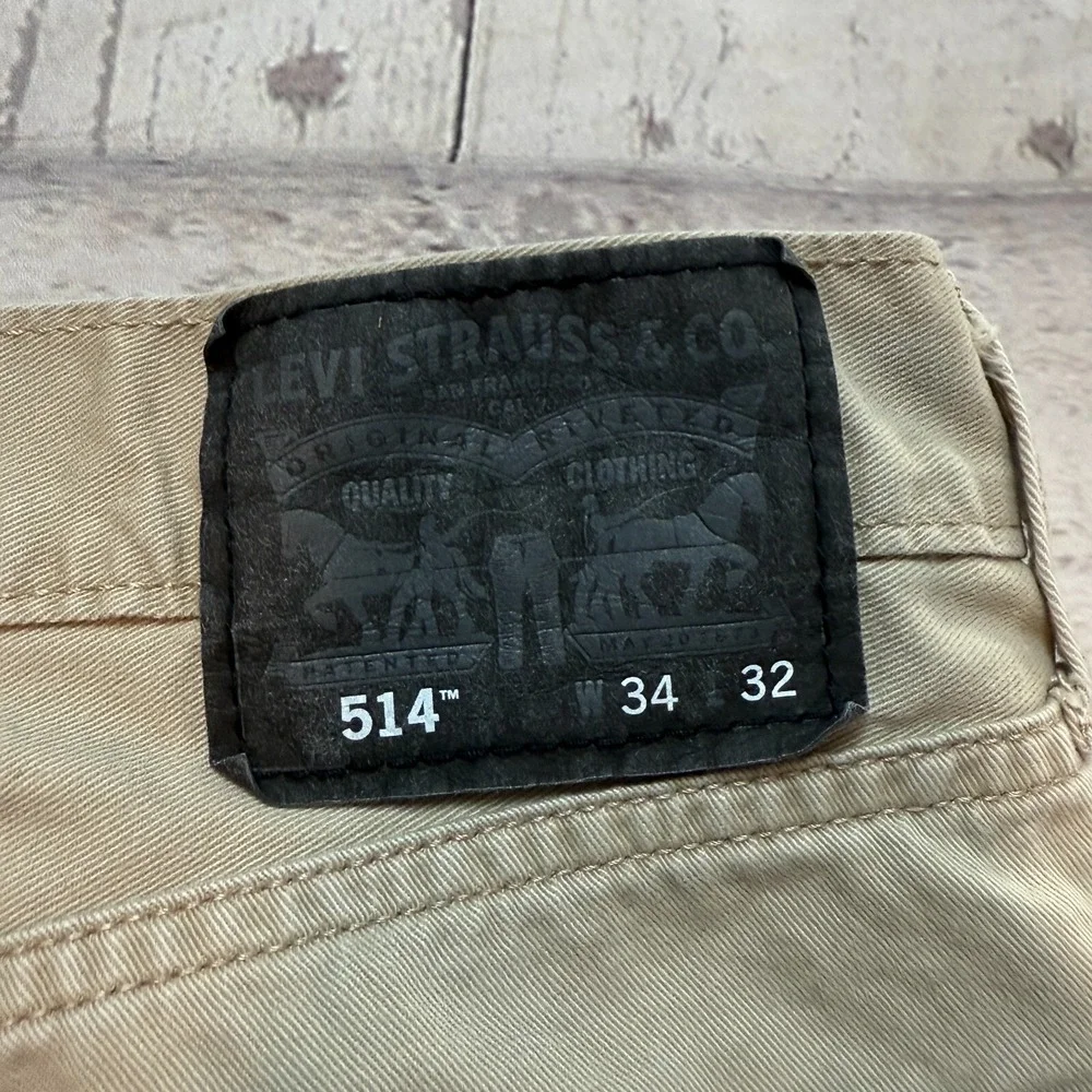 Levi's 514 Jeans Khaki Tan Chino Pants Men's Size 34x32‎ (Fits 32x29)